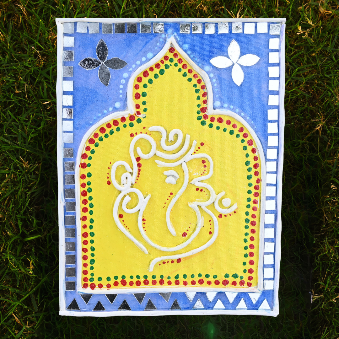 Handcrafted Lord Ganesh Wall Art - MDF Board Decor