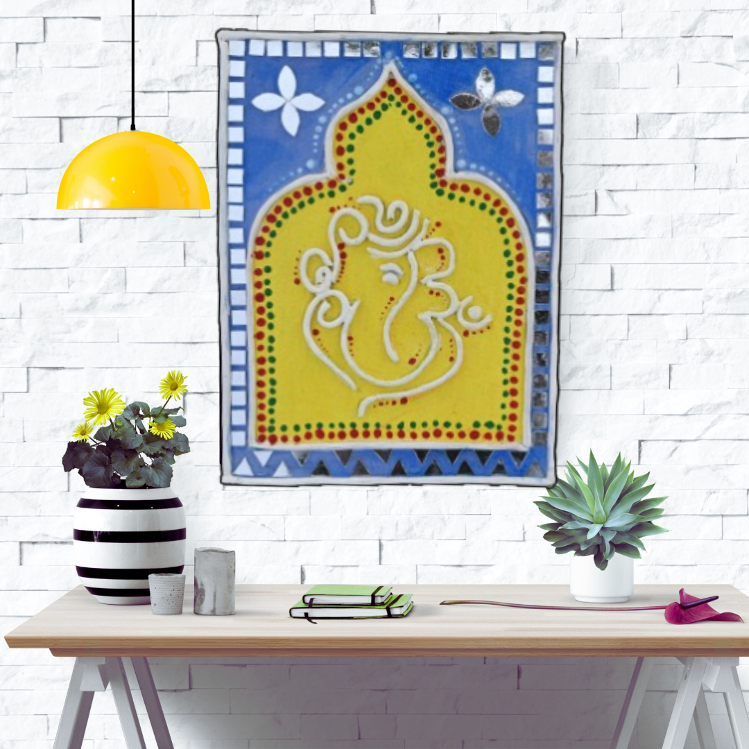 Handcrafted Lord Ganesh Wall Art - MDF Board Decor